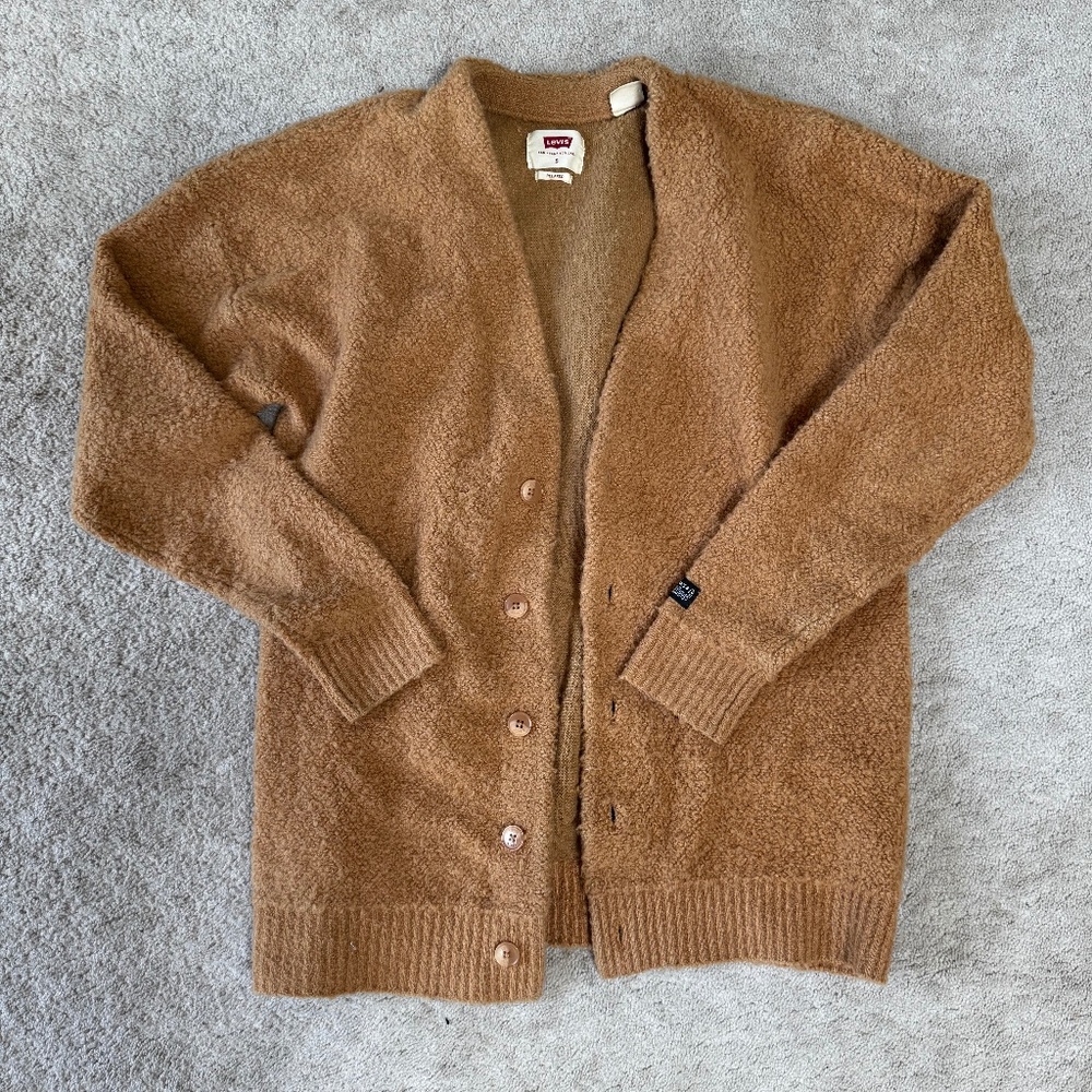 Levi's Men's Fuzzy Cardigan - Size Small In Camel Color